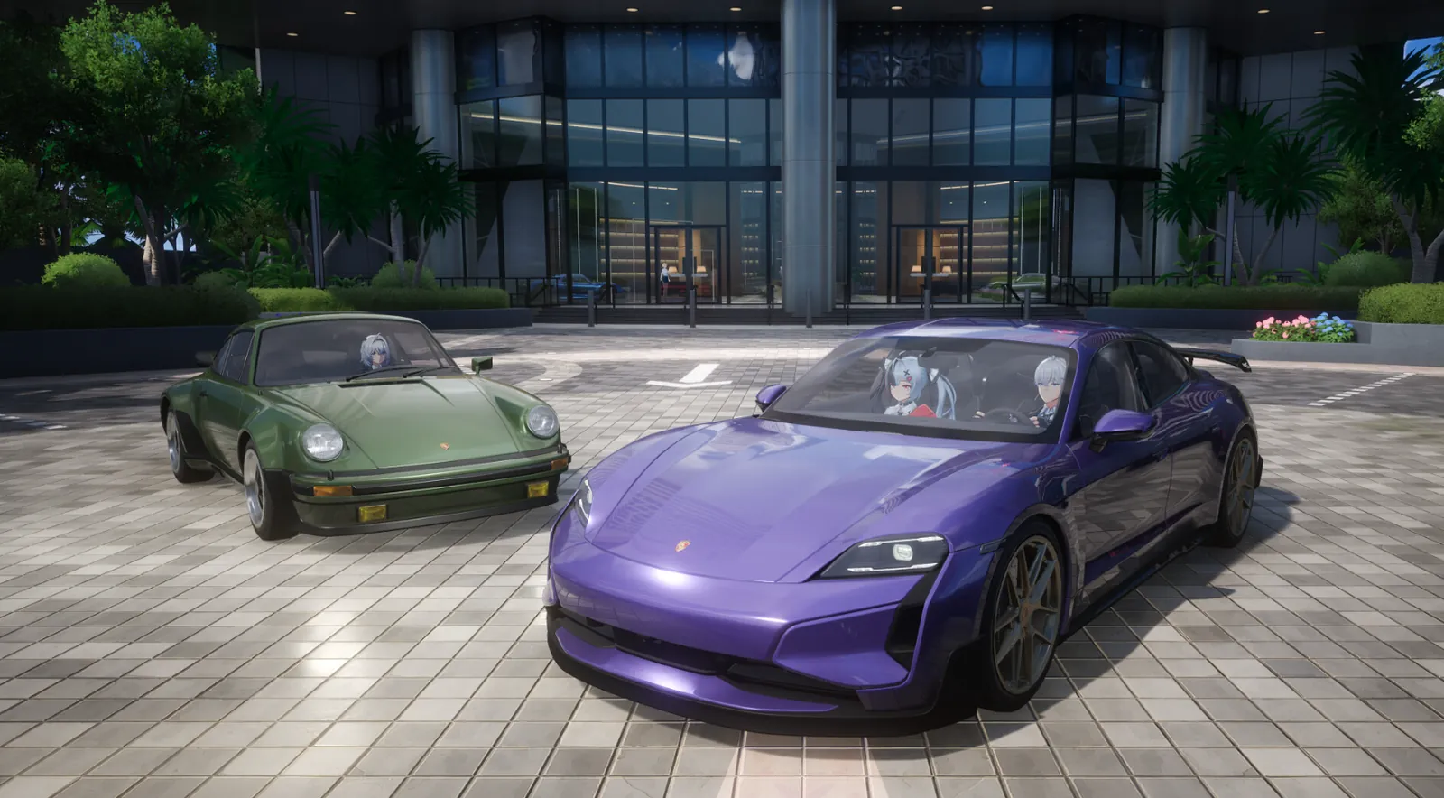 Two cars parked in front of a building in NTE
