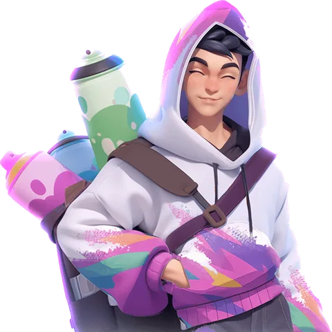 Ghost, Tiles Survive! hero in a hoodie with spray paint cans
