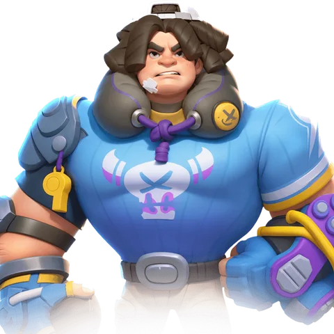 Rusty, Tiles Survive! hero in a blue shirt with a whistle
