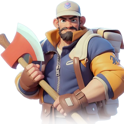 Sarge, Tiles Survive! hero with an axe and a cap
