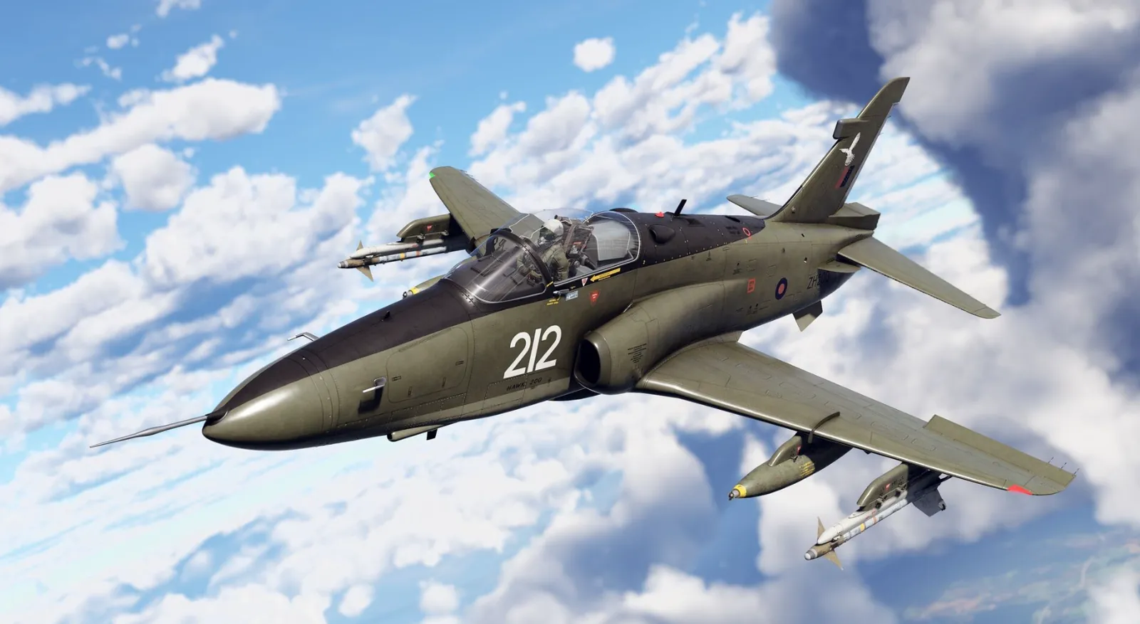 Hawk 200 jet flying above the clouds in War Thunder